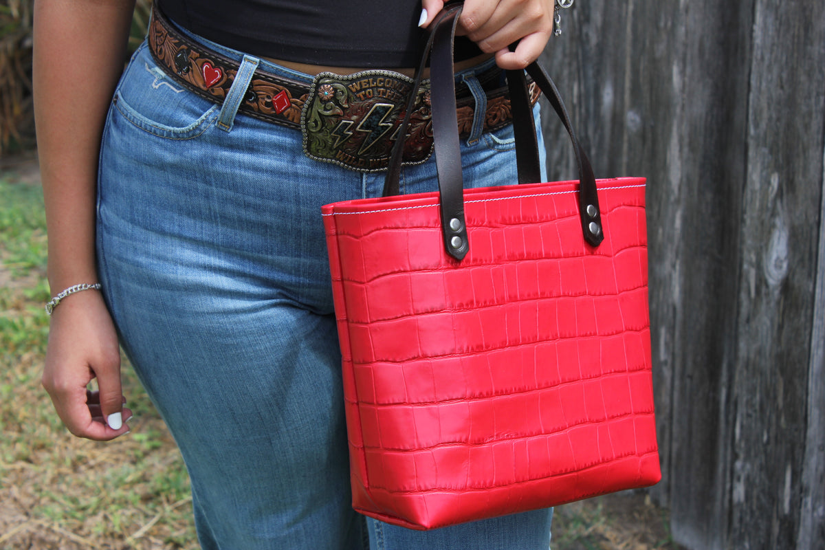 Jolene - Embossed Scarlet Croc