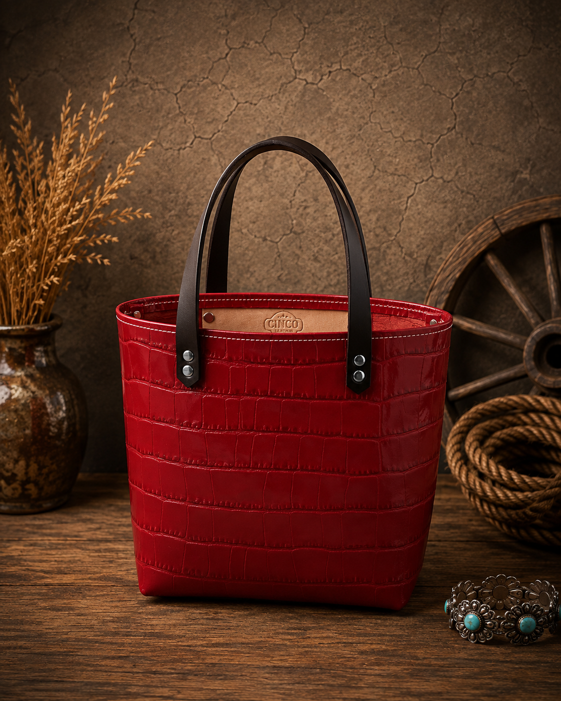 Jolene - Embossed Scarlet Croc