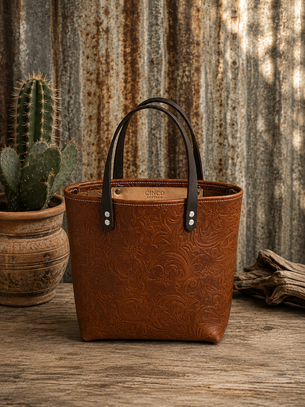 Jolene - Floral Embossed Whiskey Brown