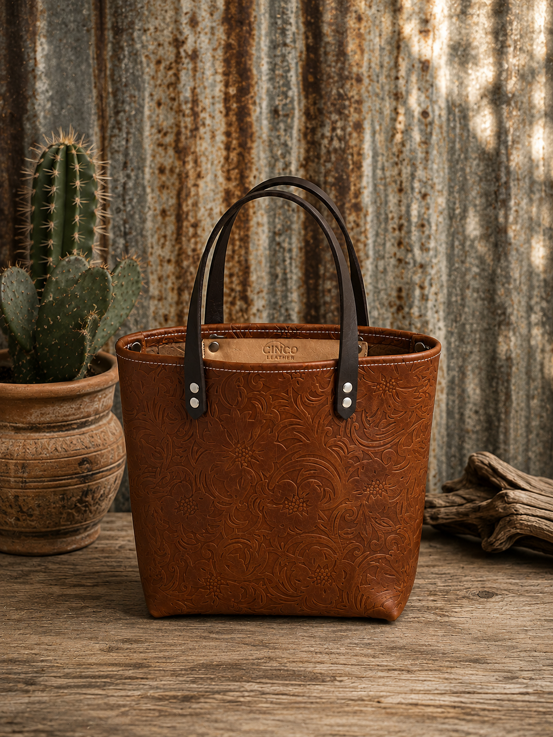 Jolene - Floral Embossed Whiskey Brown
